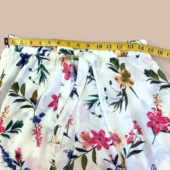 Joe B Tropical Romper Shorts Overlay Open Maxi Skirt Size L Tie Waist Pull On - Picture 11 of 16